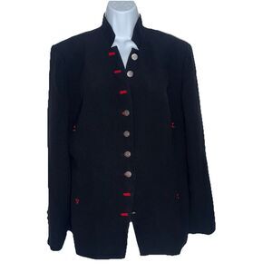 Vintage Zelda Black Steampunk Military Button Up Blazer Jacket Women Sz 14